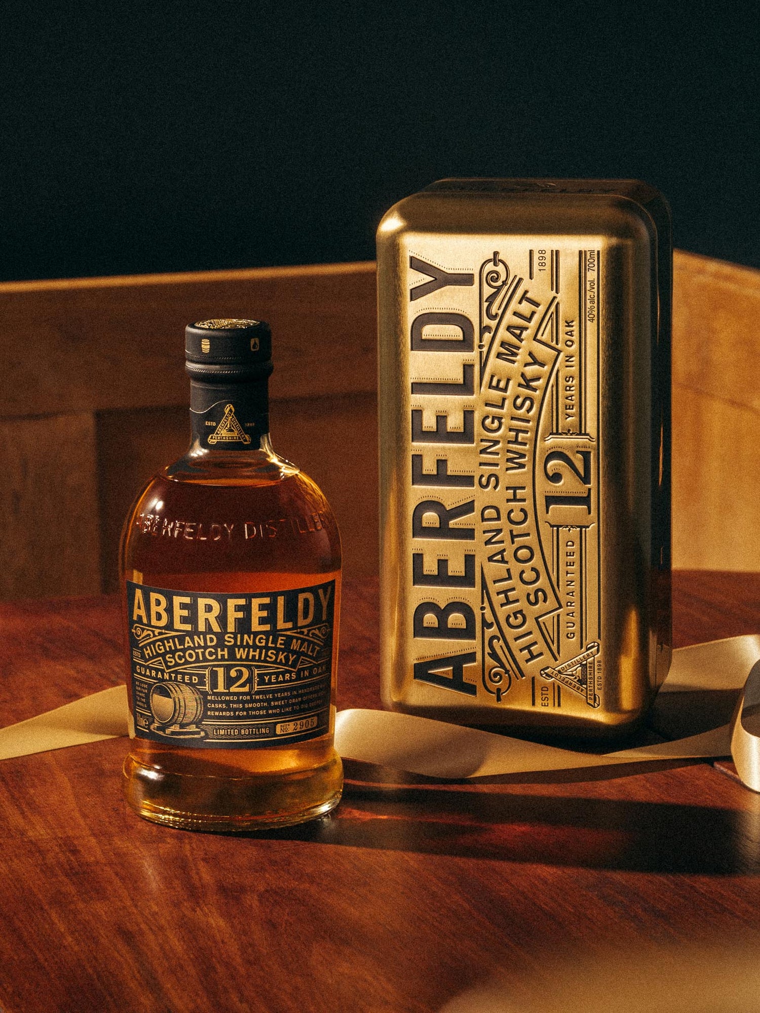 Aberfeldy 12 Year Old Whisky Limited Edition Gold Bar Tin