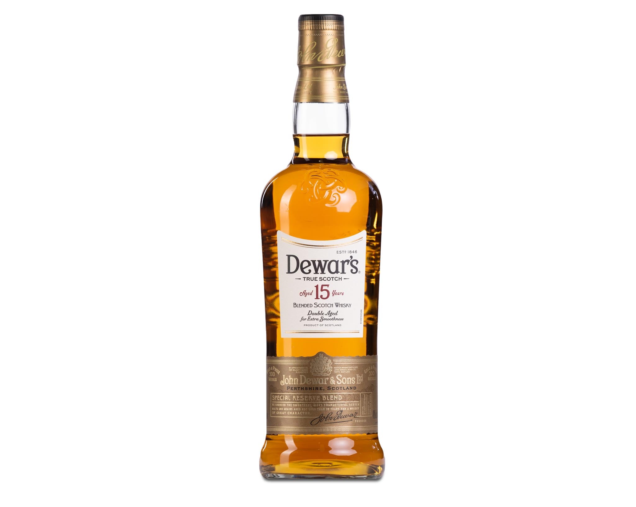 Botella de Dewar’s 15 años, blended Scotch whisky